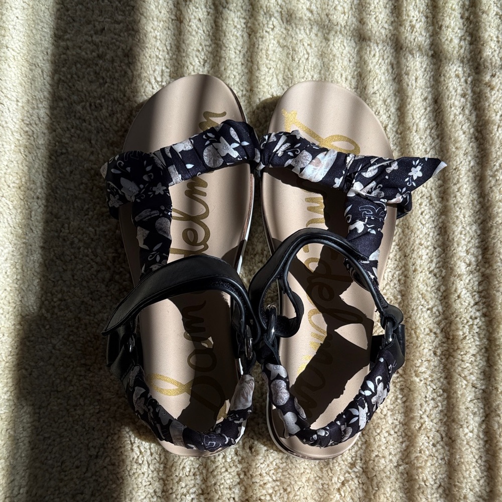 Sam Edelman Black Floral Sandals